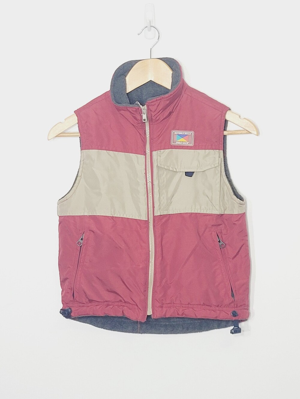 Beverly Hills Polo Club Kids Colorblock Puffer Reversible Fleece Burgundy Vest